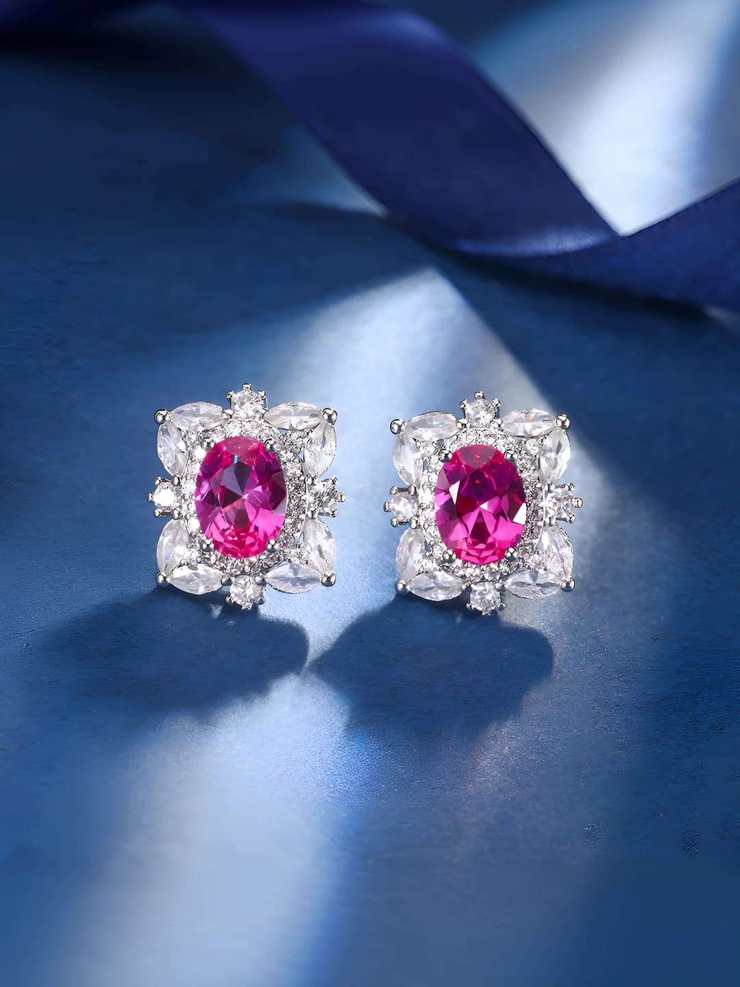 Rose red ruby studs