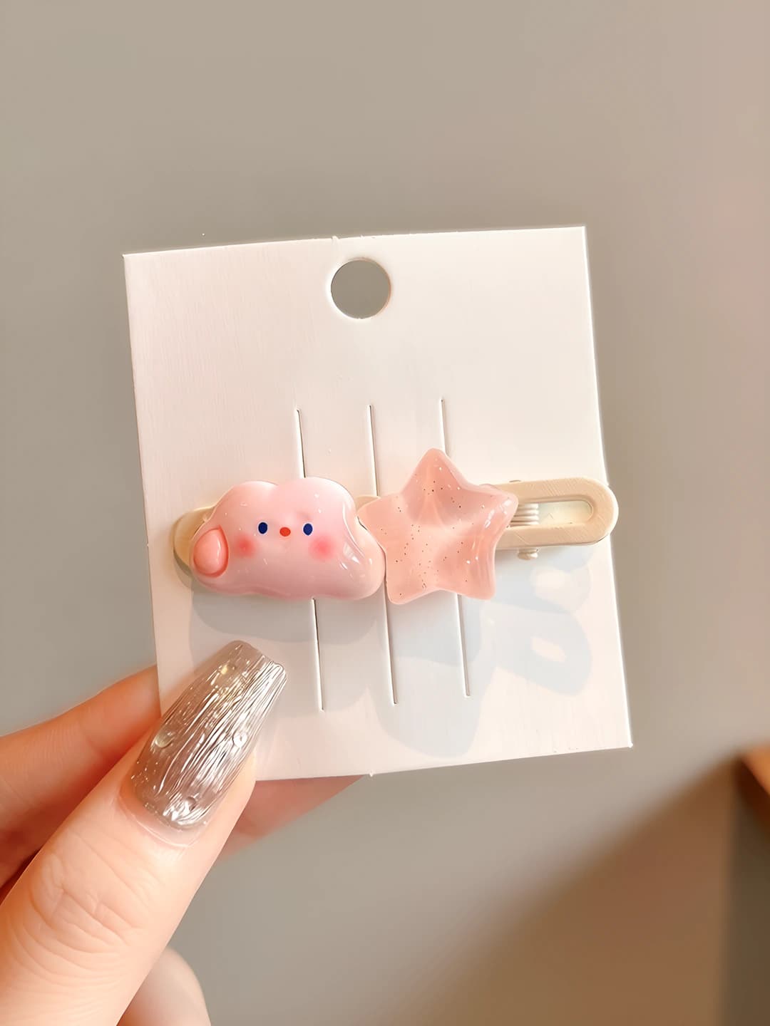 5# Pink cloud star clip 6cm