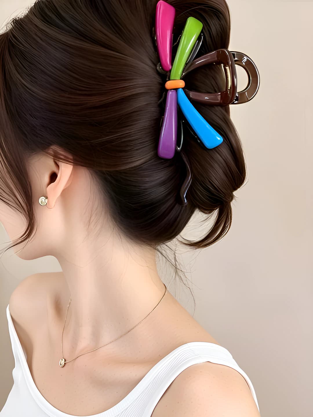 1# Colour-block bow clip, 12.5 cm
