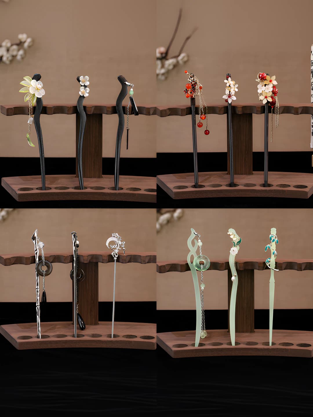 Women's alloy hairpins and bobby pins with floral design in new Chinese style, handmade