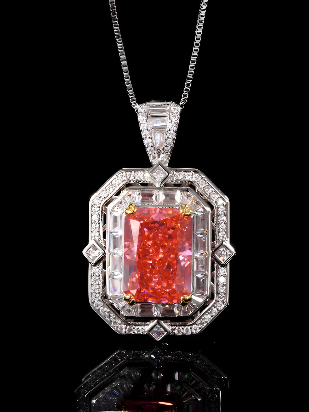 Ice cut Chinese red pendant with chain