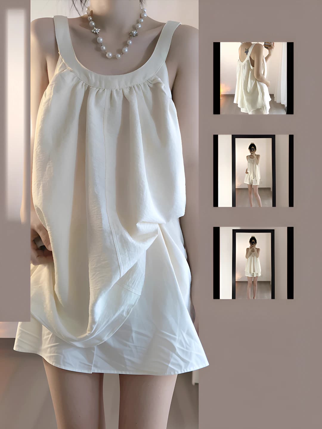 Women's summer home loungewear set: Korean style, thin, solid colour, crew neck, sleeveless camisole top and shorts