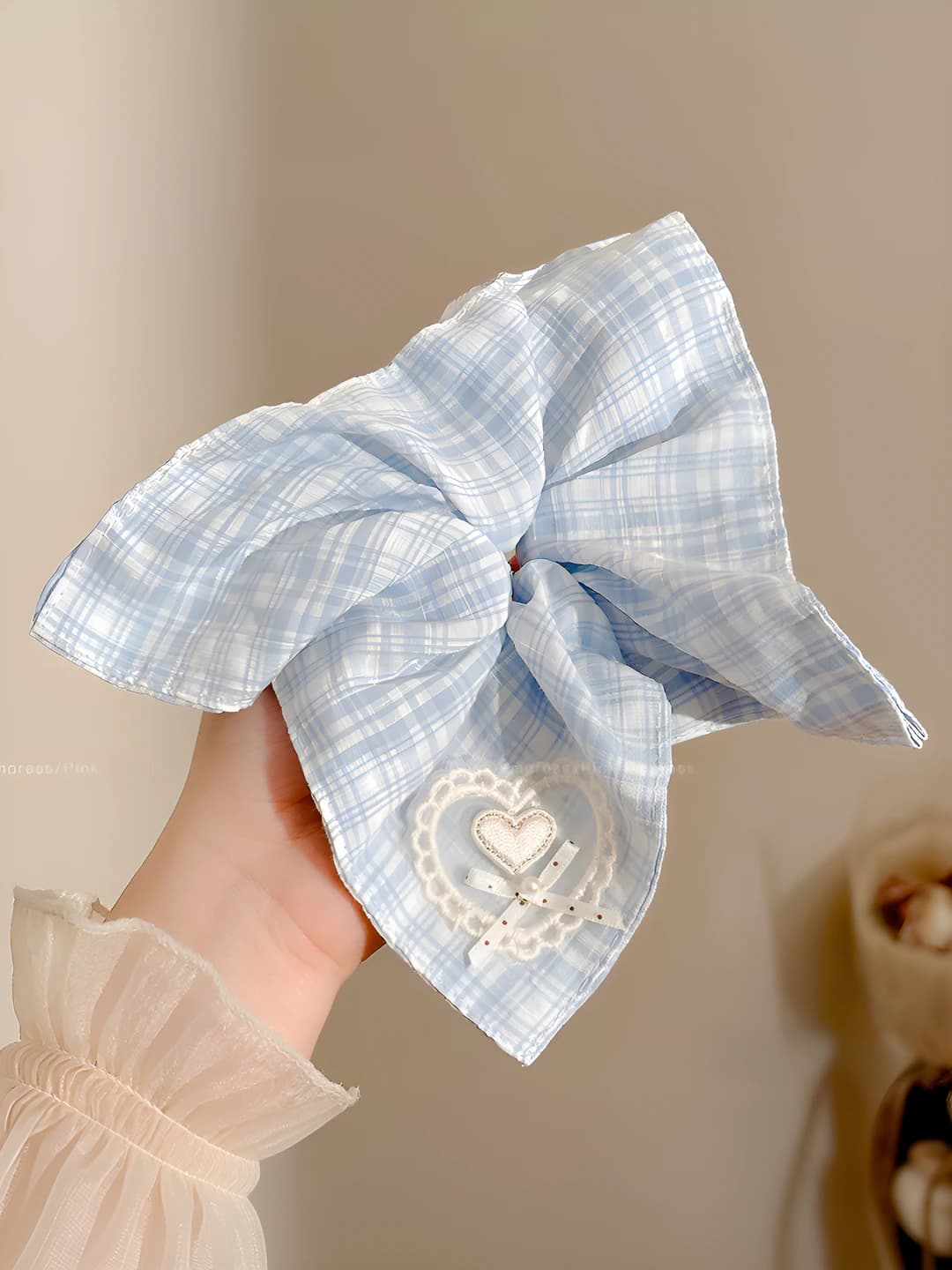 5# Plaid heart square 21*22 cm