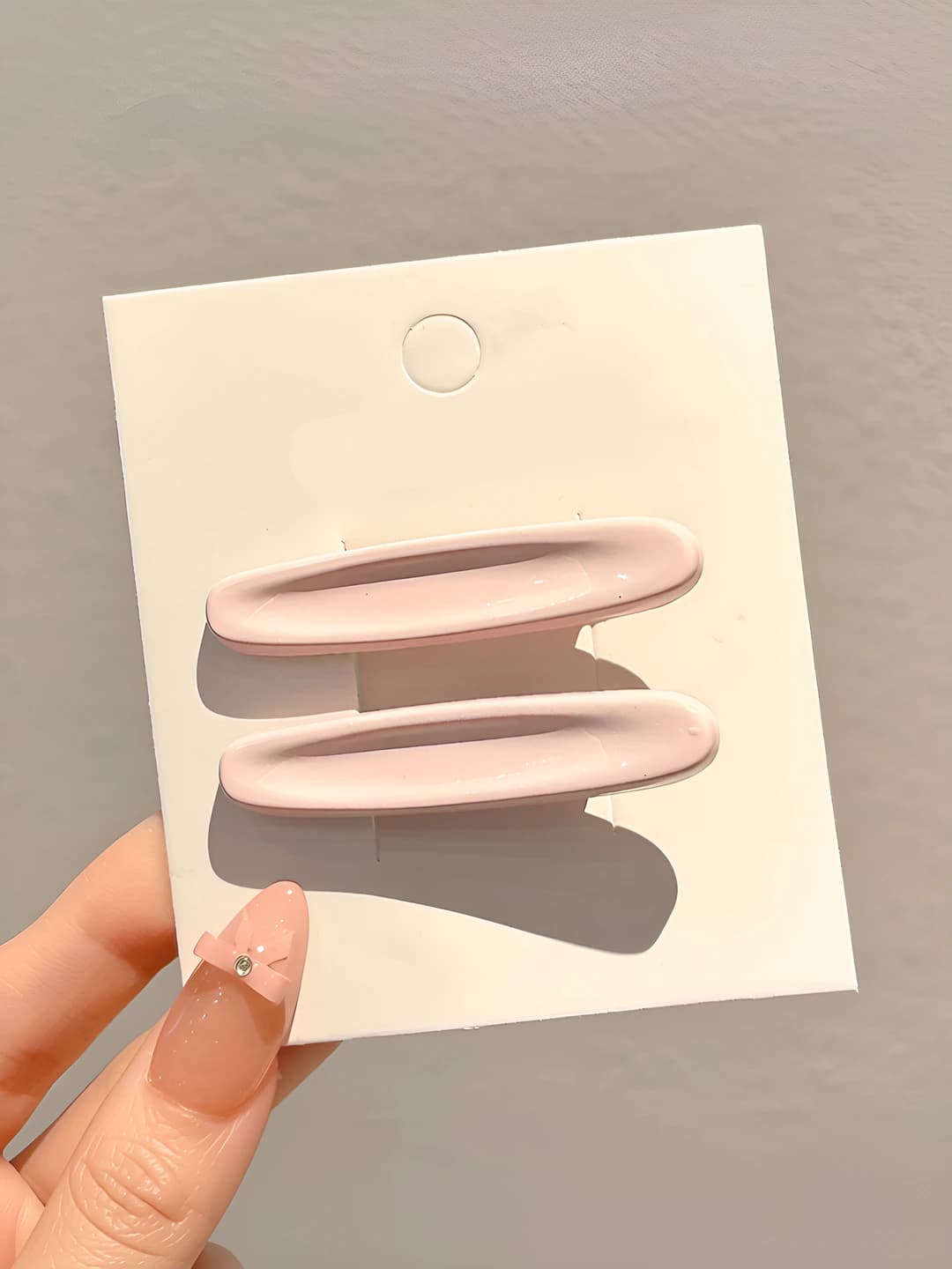 2# Color oval floral hair clip Pink Pair ~5.2cm