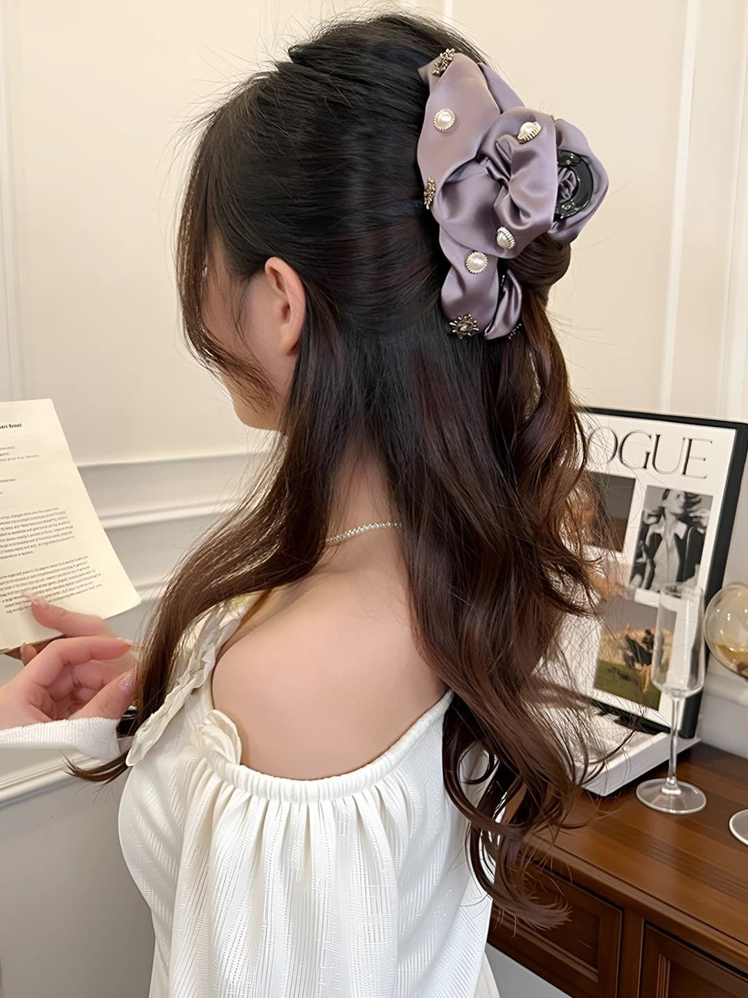 2# Ruffled cloud claw clip, 13 cm