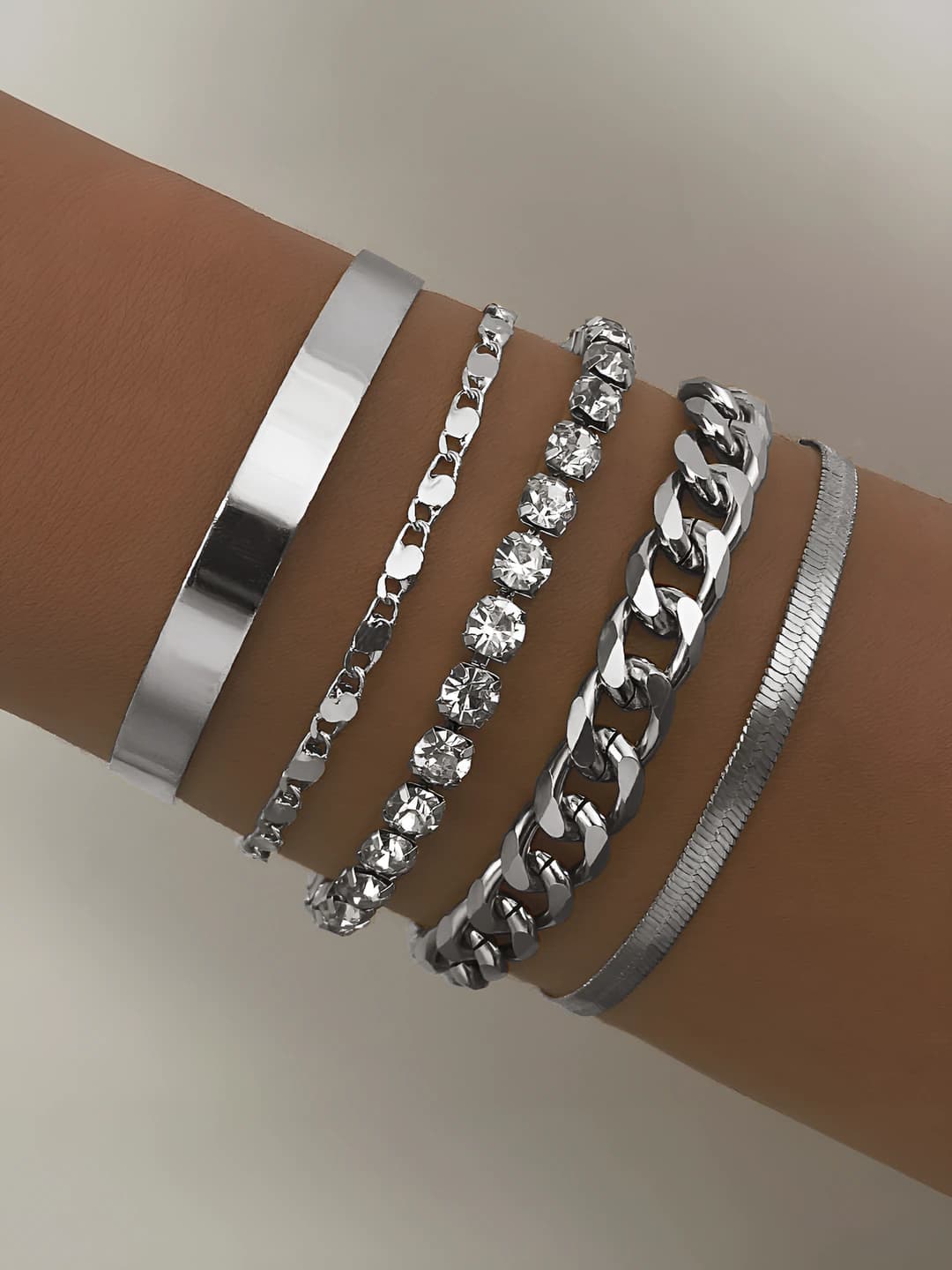 Women's punk style metal twisted chain bracelet set