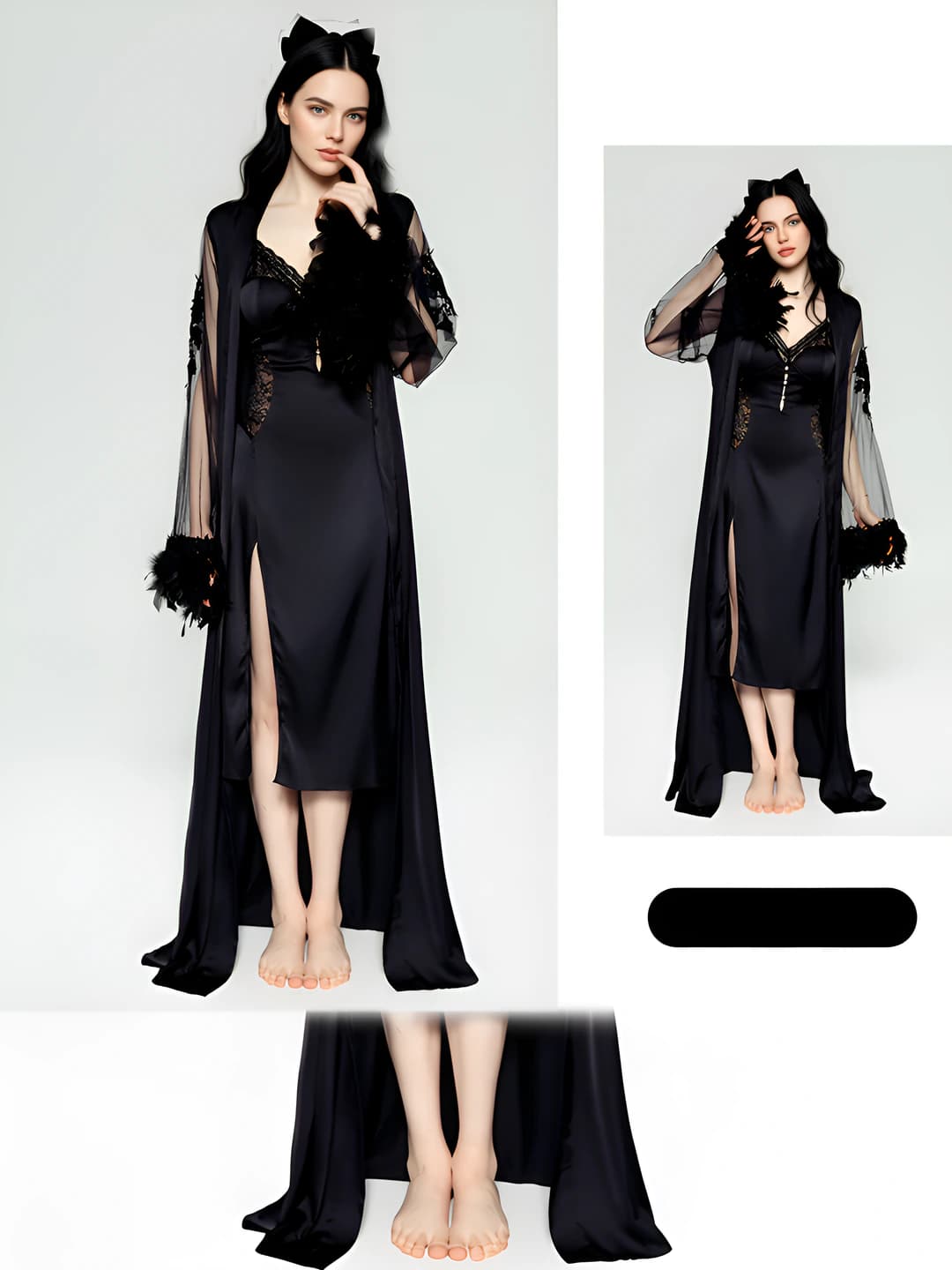 Black (outer robe + belt)