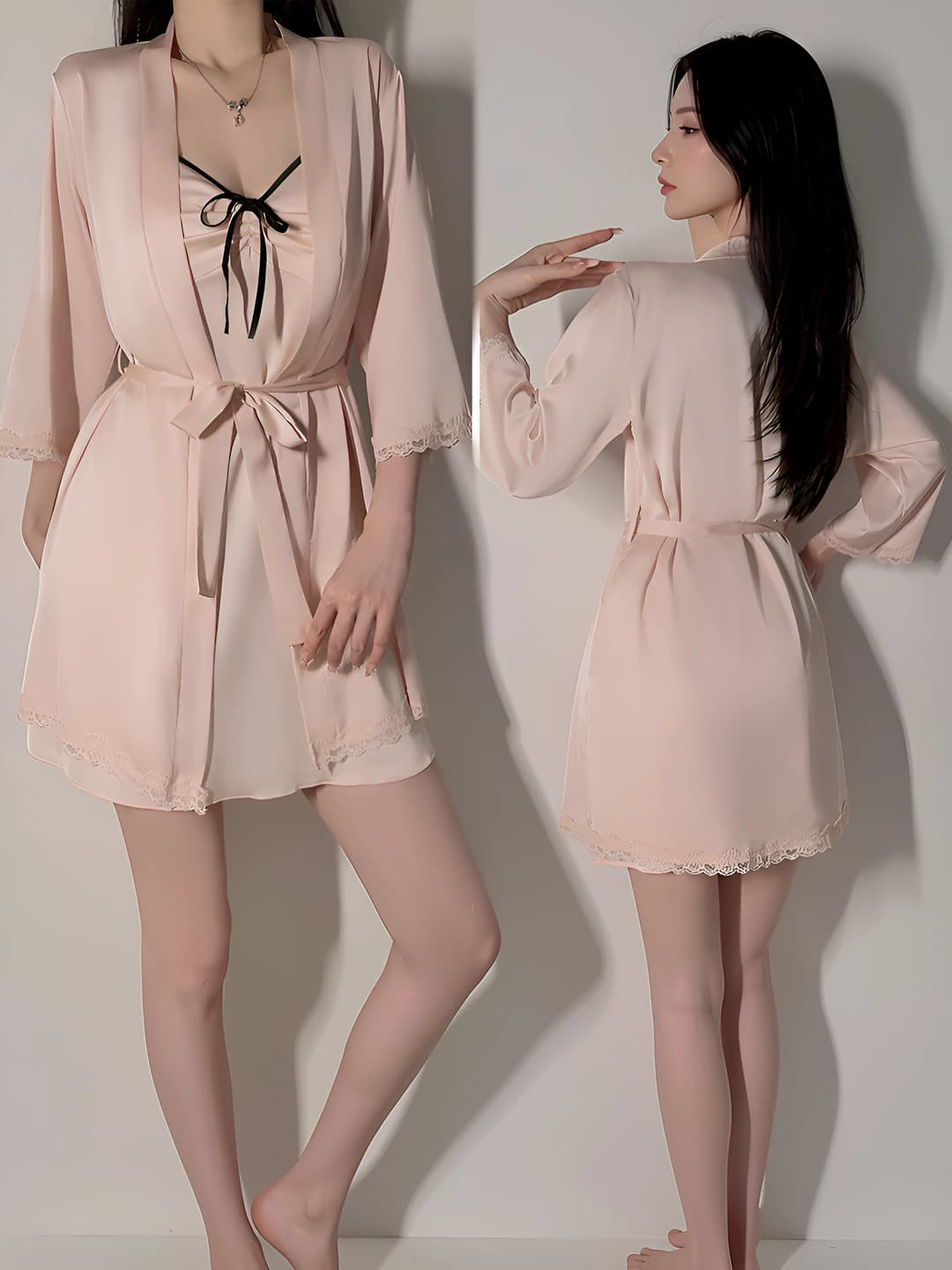 3957 Light pink (robe + belt)
