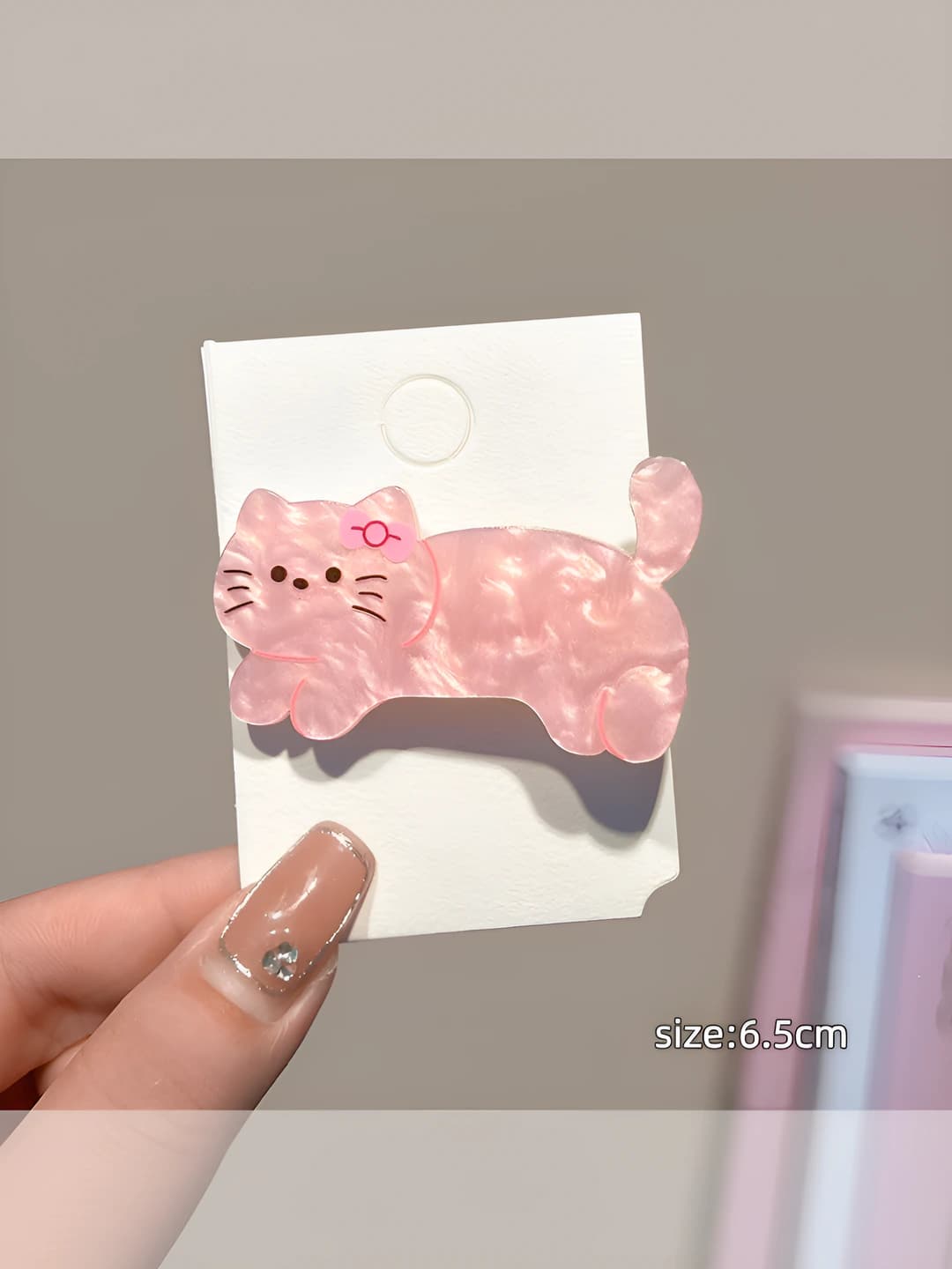 2# Розовый котик зажим 5.5cm
