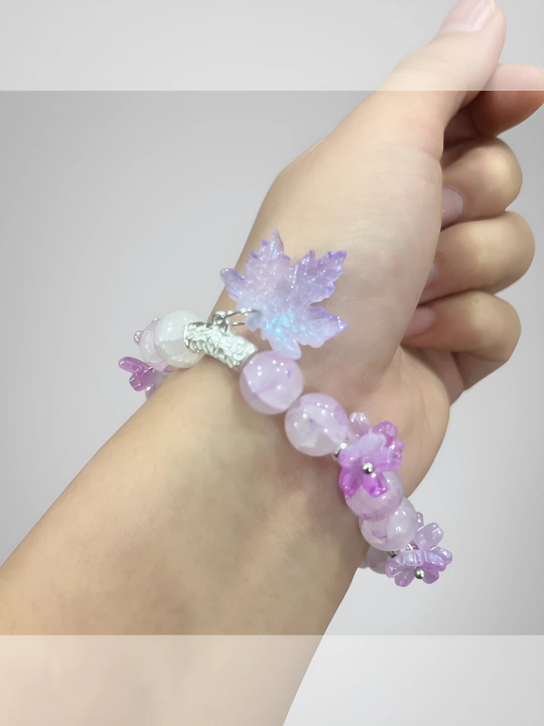Falling maple leaf bracelet purple
