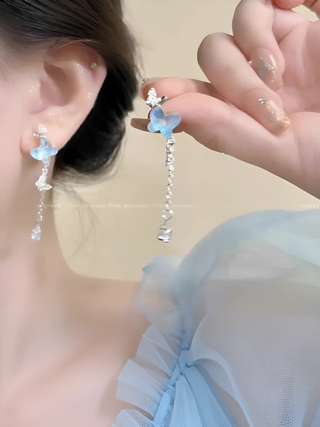 12# Blue butterfly earrings