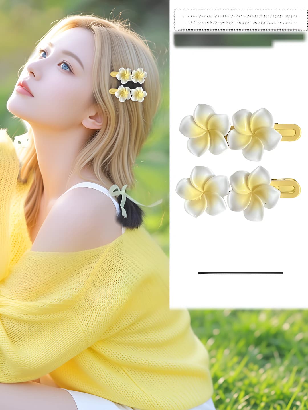 1# large side clip plumeria 2 pcs 6cm