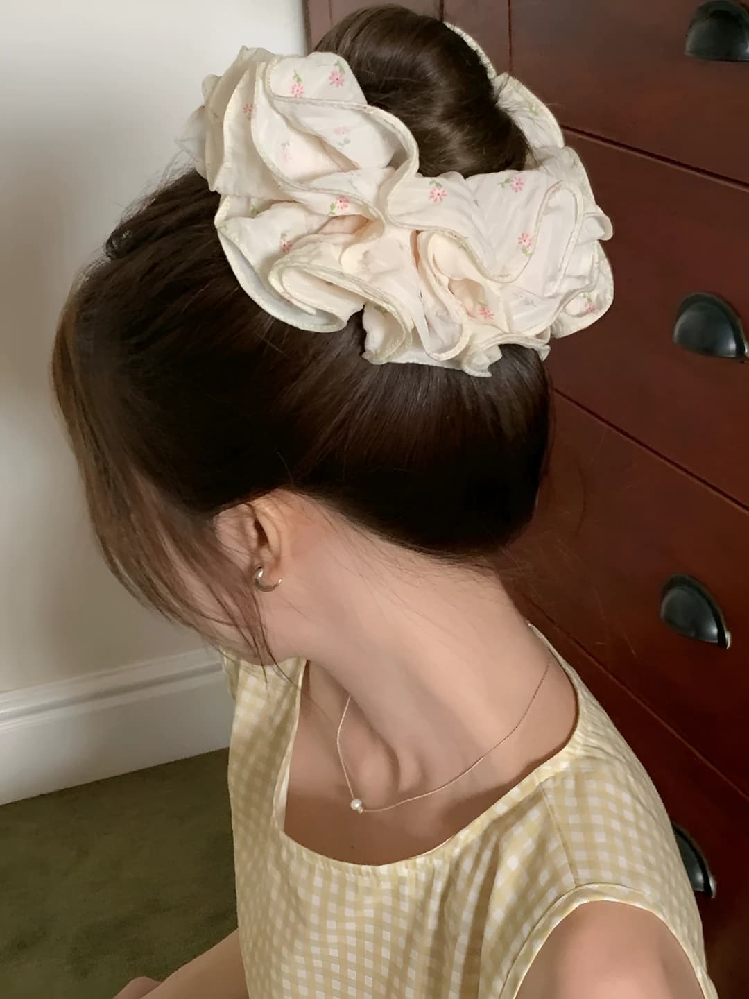 Women's floral fabric hair tie, loose fit, Japanese-Korean style, fresh and sweet