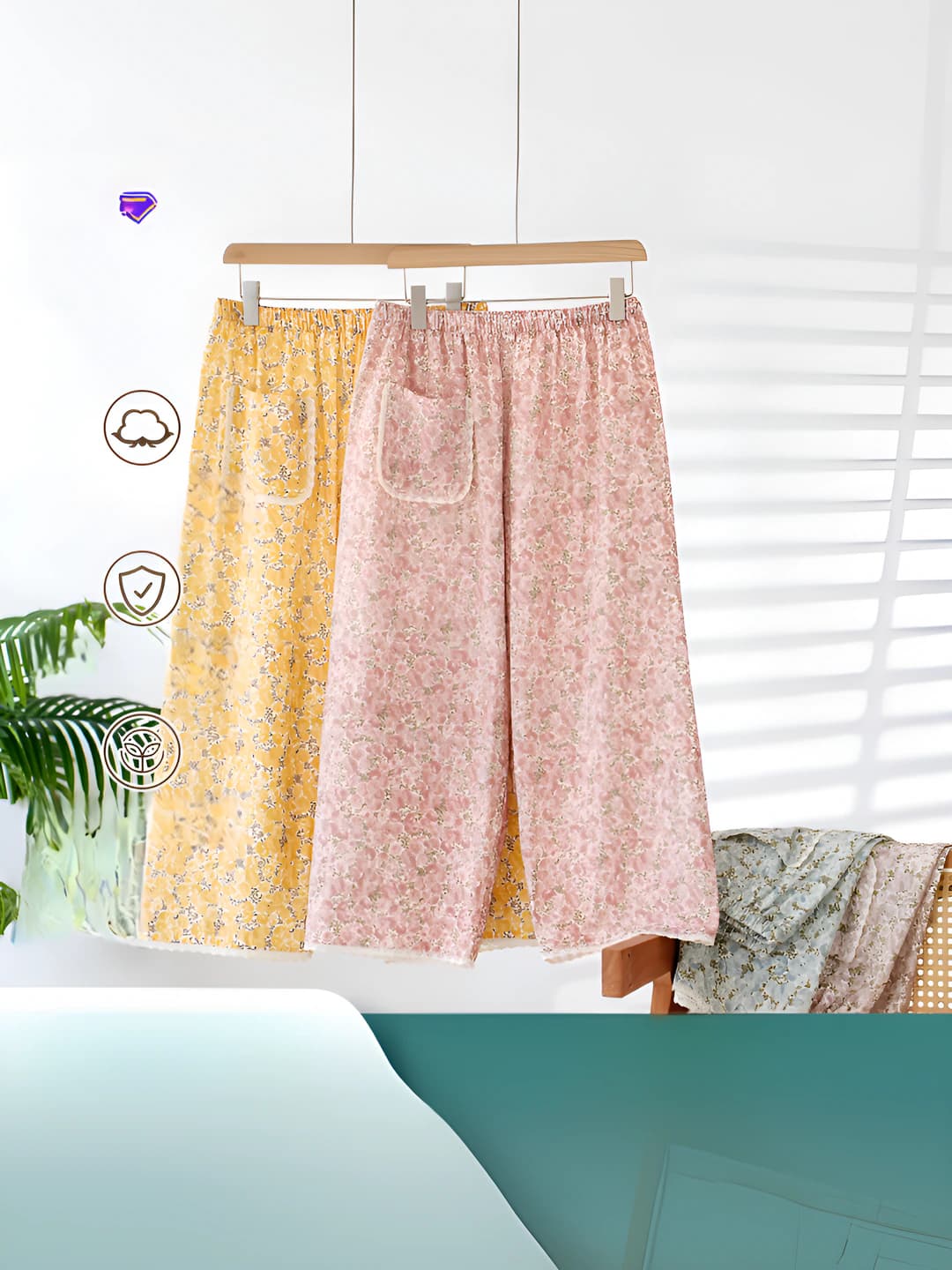 Women's Korean style ankle-length trousers in 100% cotton, breathable, loose fit, all-season