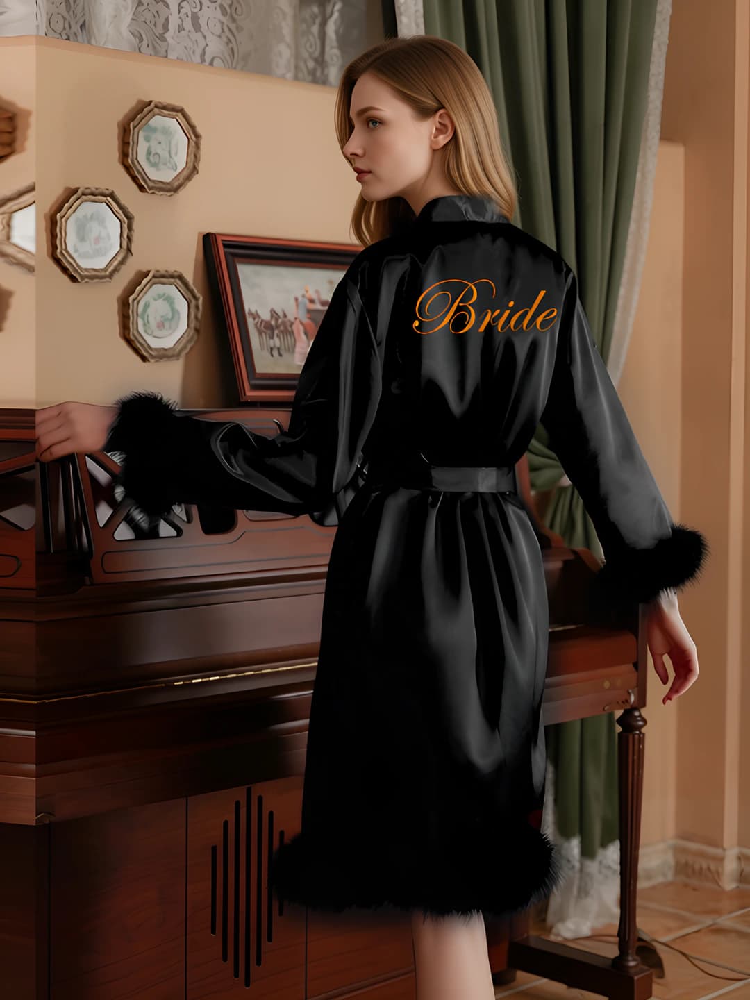 Black, feather hem - Bride