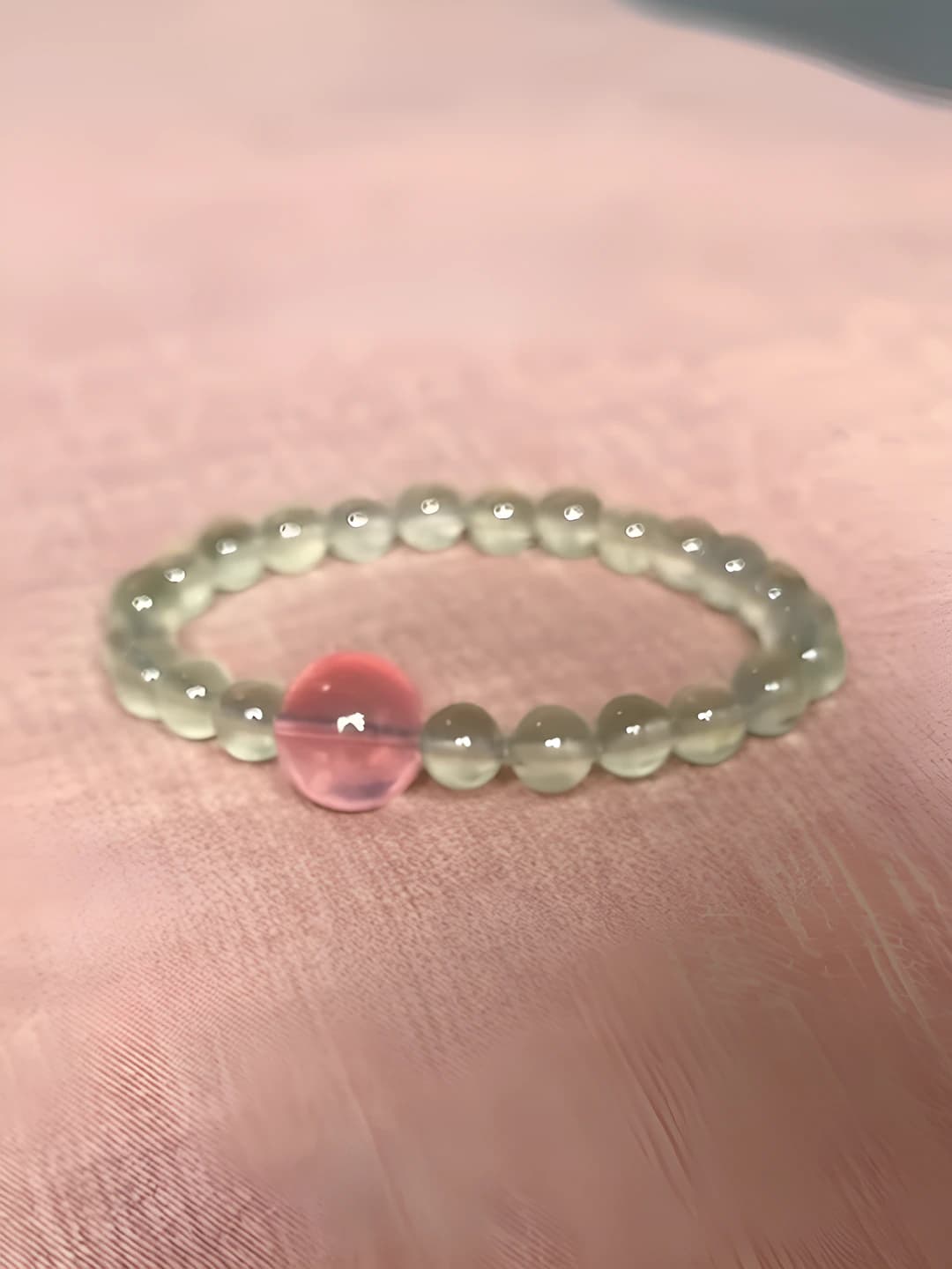 Women's artificial crystal bracelet with diamond inlay, green prehnite design element