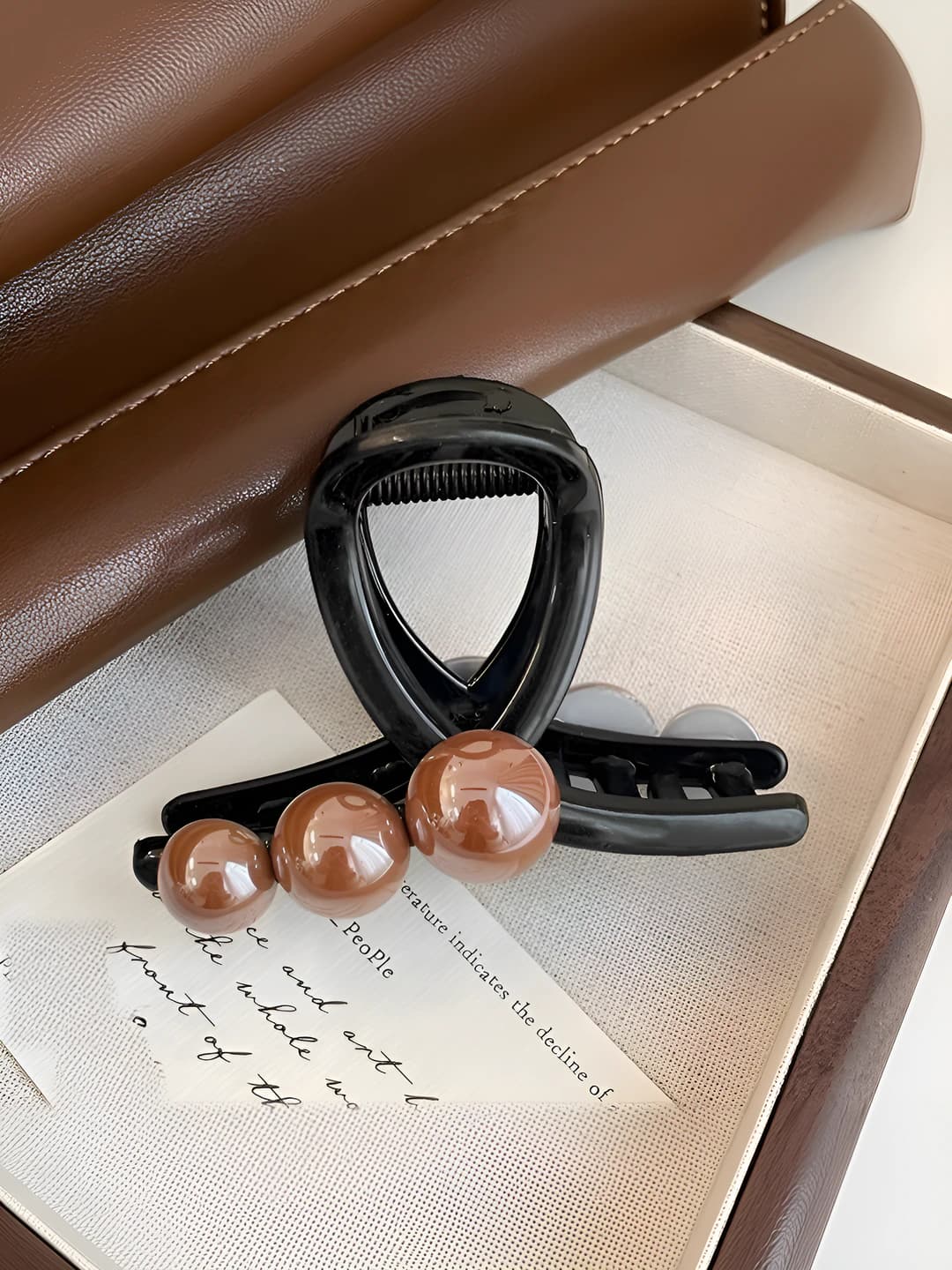 Glossy black base clip 8 cm [Dark coffee pearl]