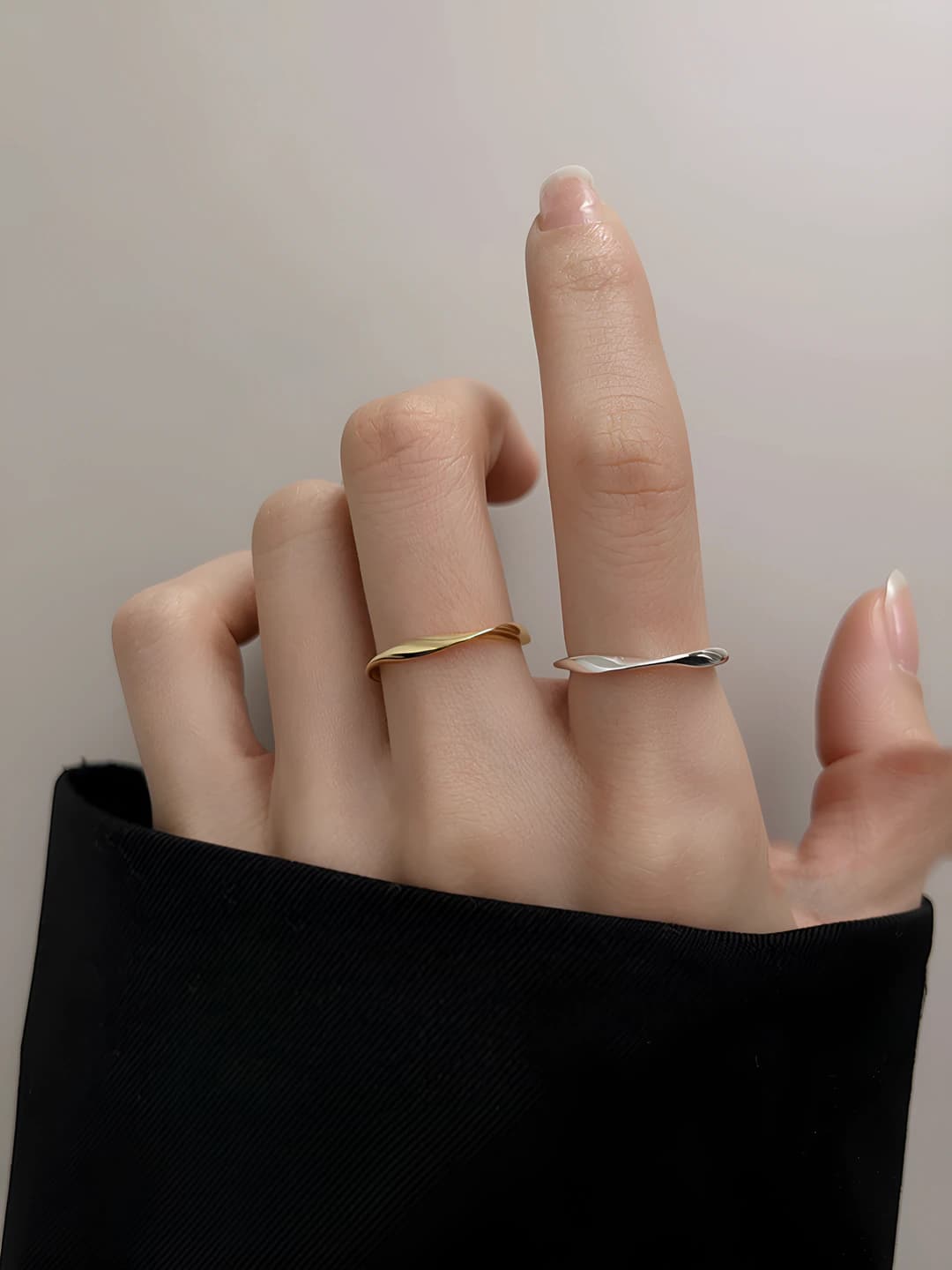 Женское кольцо с открытым краем, геометрической формы, с покрытием 14k, в простом стиле