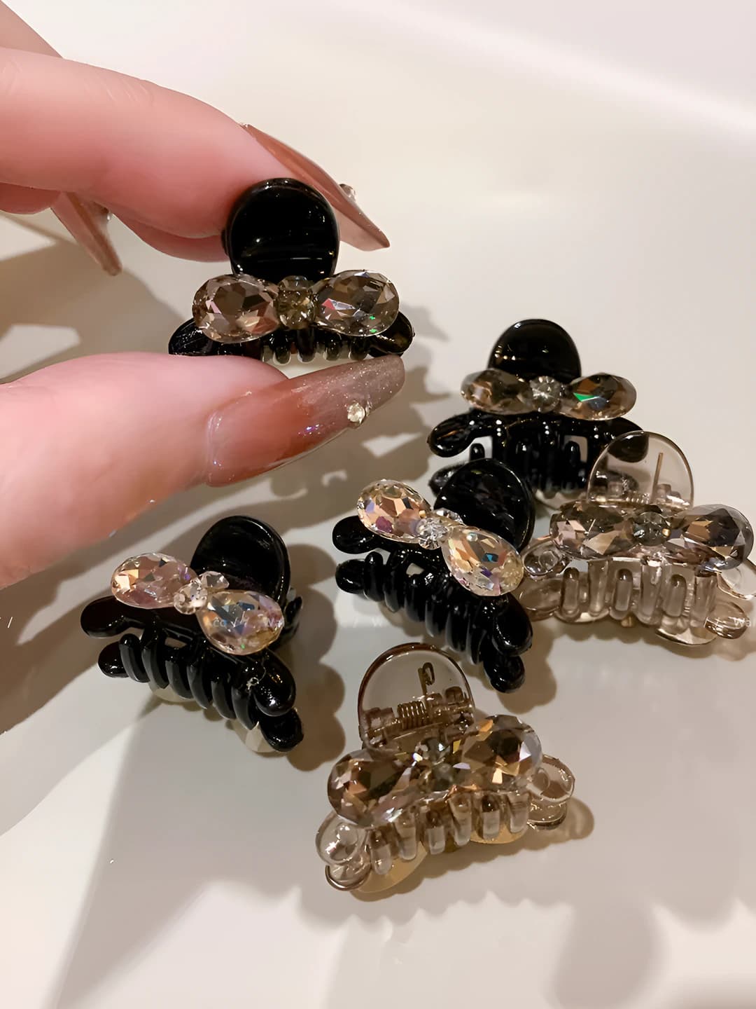 Women's hair clips and combs: acrylic, handmade, stylish design, fresh and sweet style, with bow design element