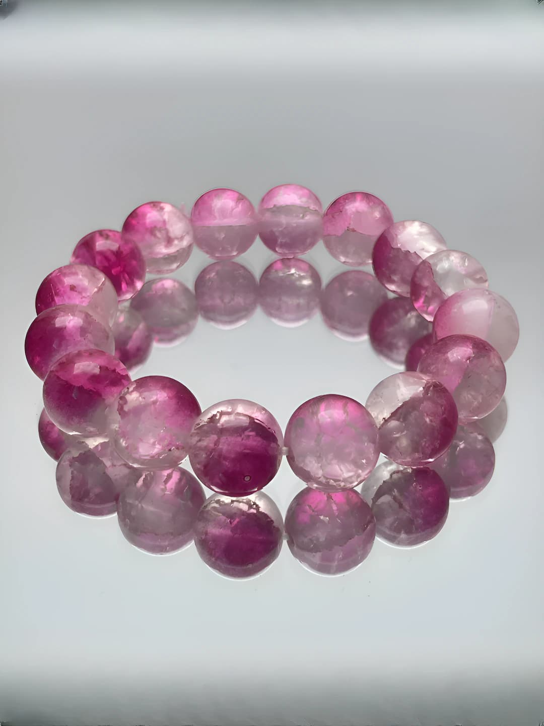 S301-12MM Rose red ice crack bracelet #SZ1210