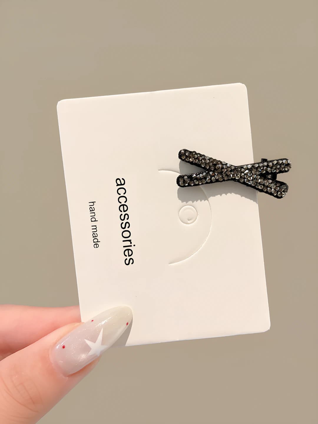 Silver hair clip - alloy + rhinestone