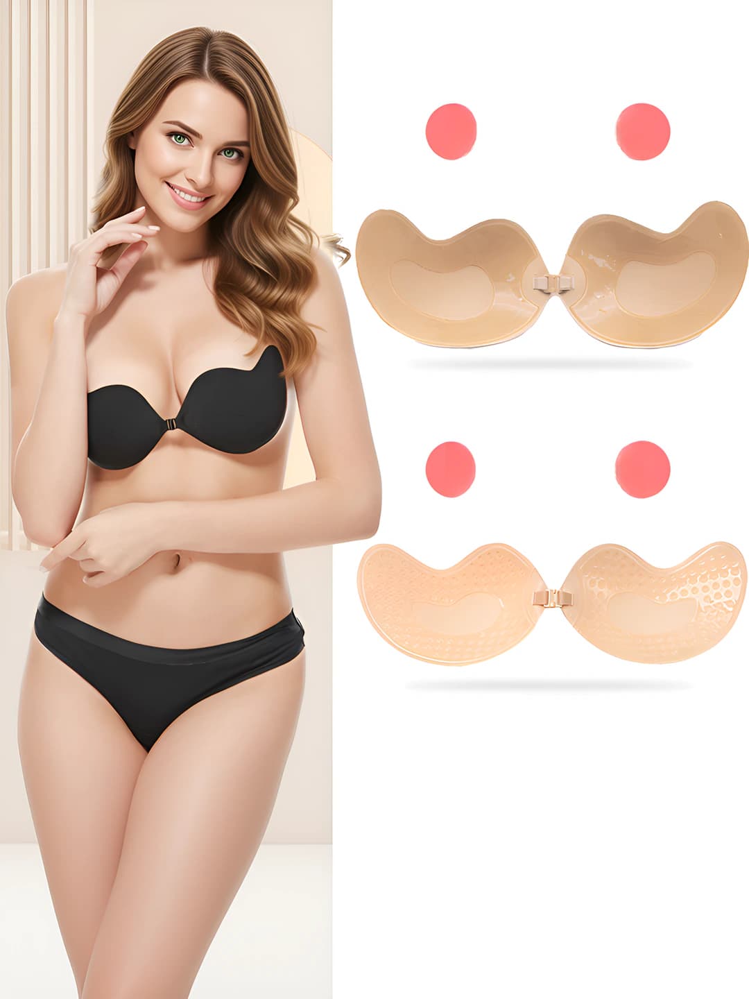 Women's chest tape: mango shape, breathable, hook closure, wire-free, push-up, underwear