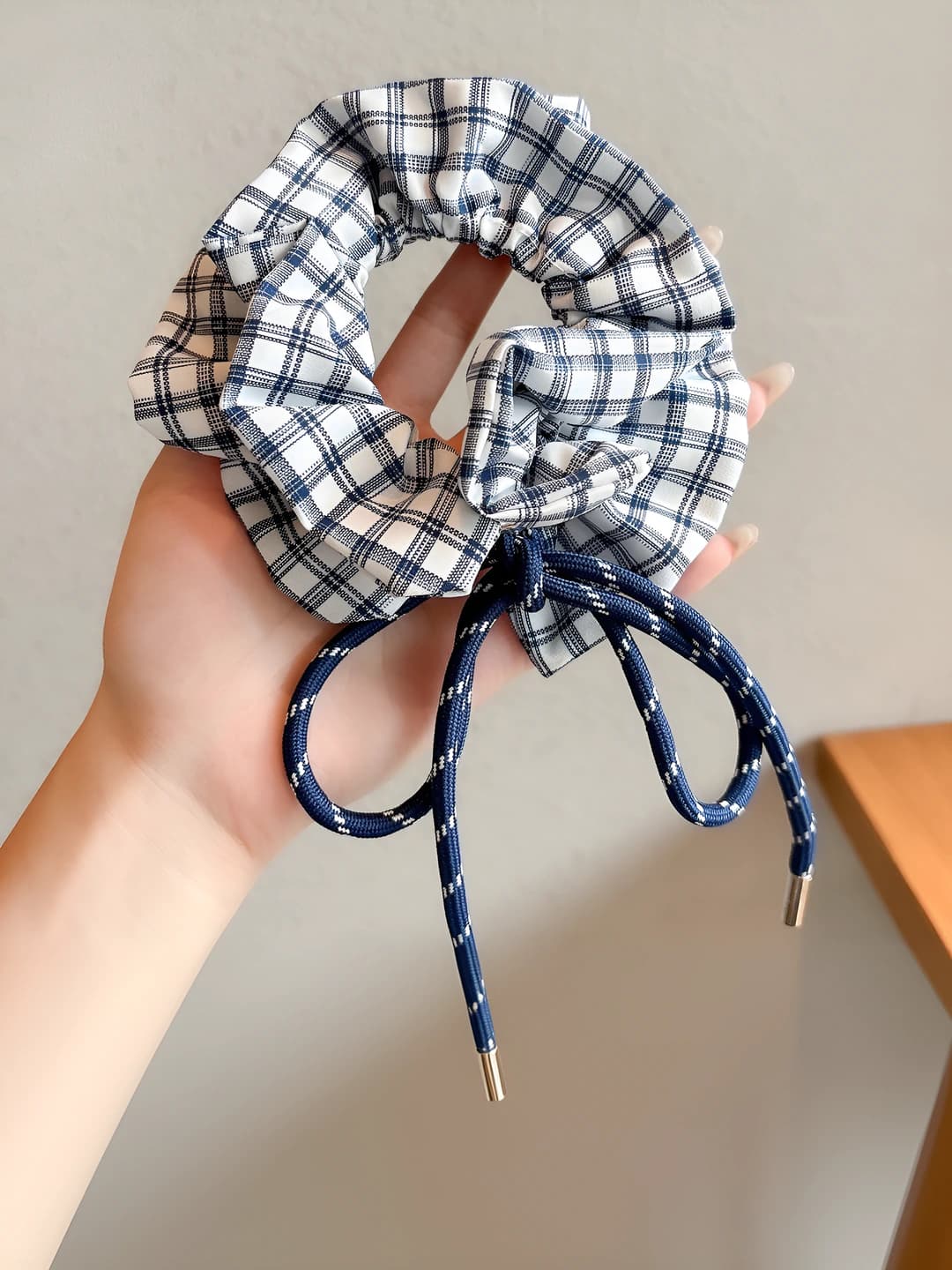 Plaid bow scrunchie ~40*8 cm