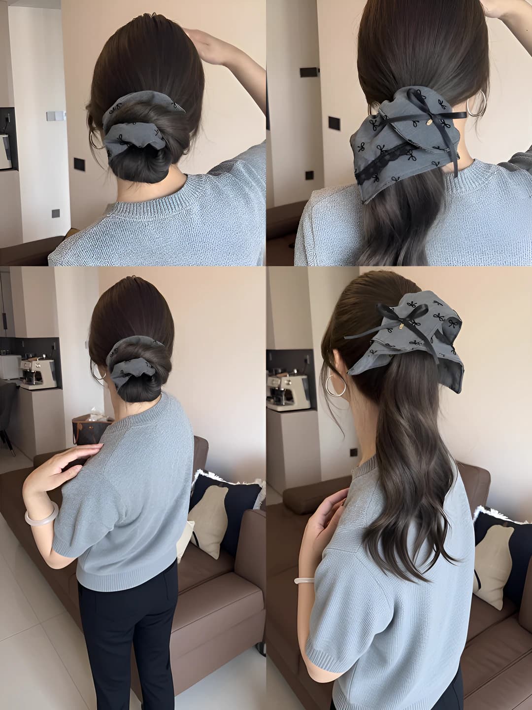 Women's grey grey, large stretch bands, headwear