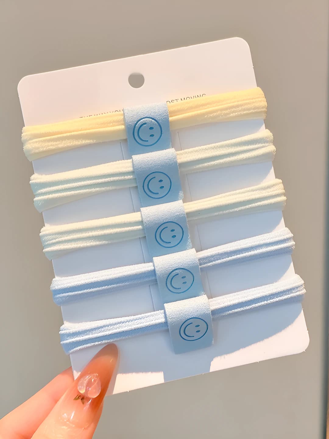 5# Sea salt blue - striped smile logo, 5 pcs, 4.5 cm