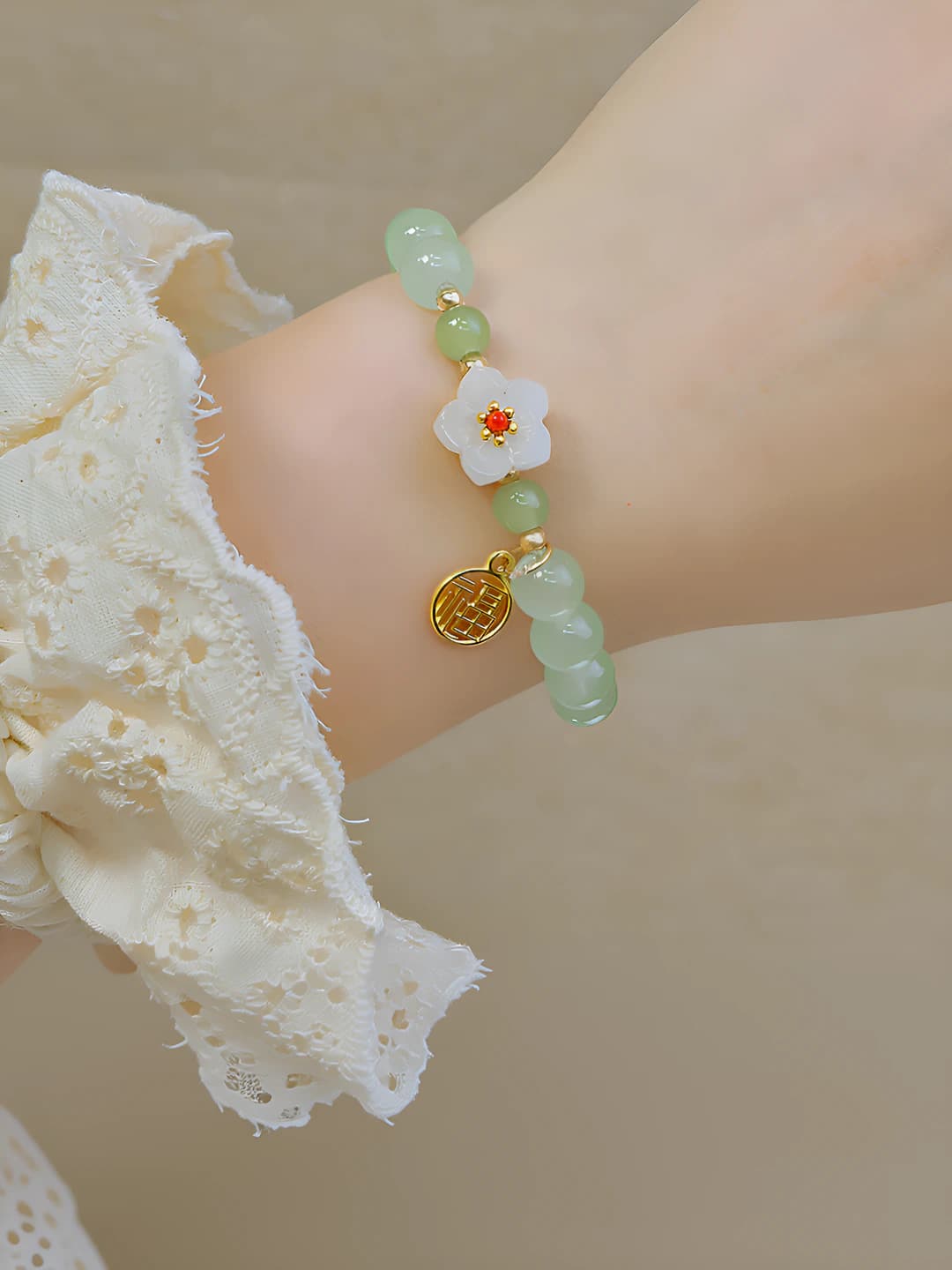 14# Green beads - Lily of the valley