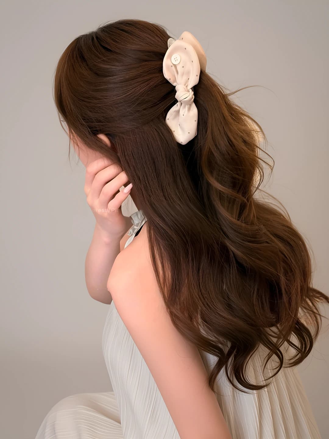 1# Pink bow clip base ~12.5cm