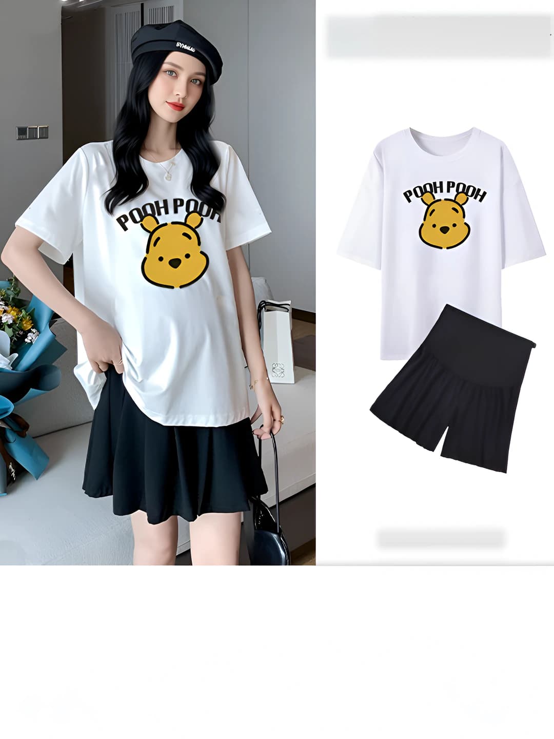 White Winnie + Black 5-Piece Pants Set