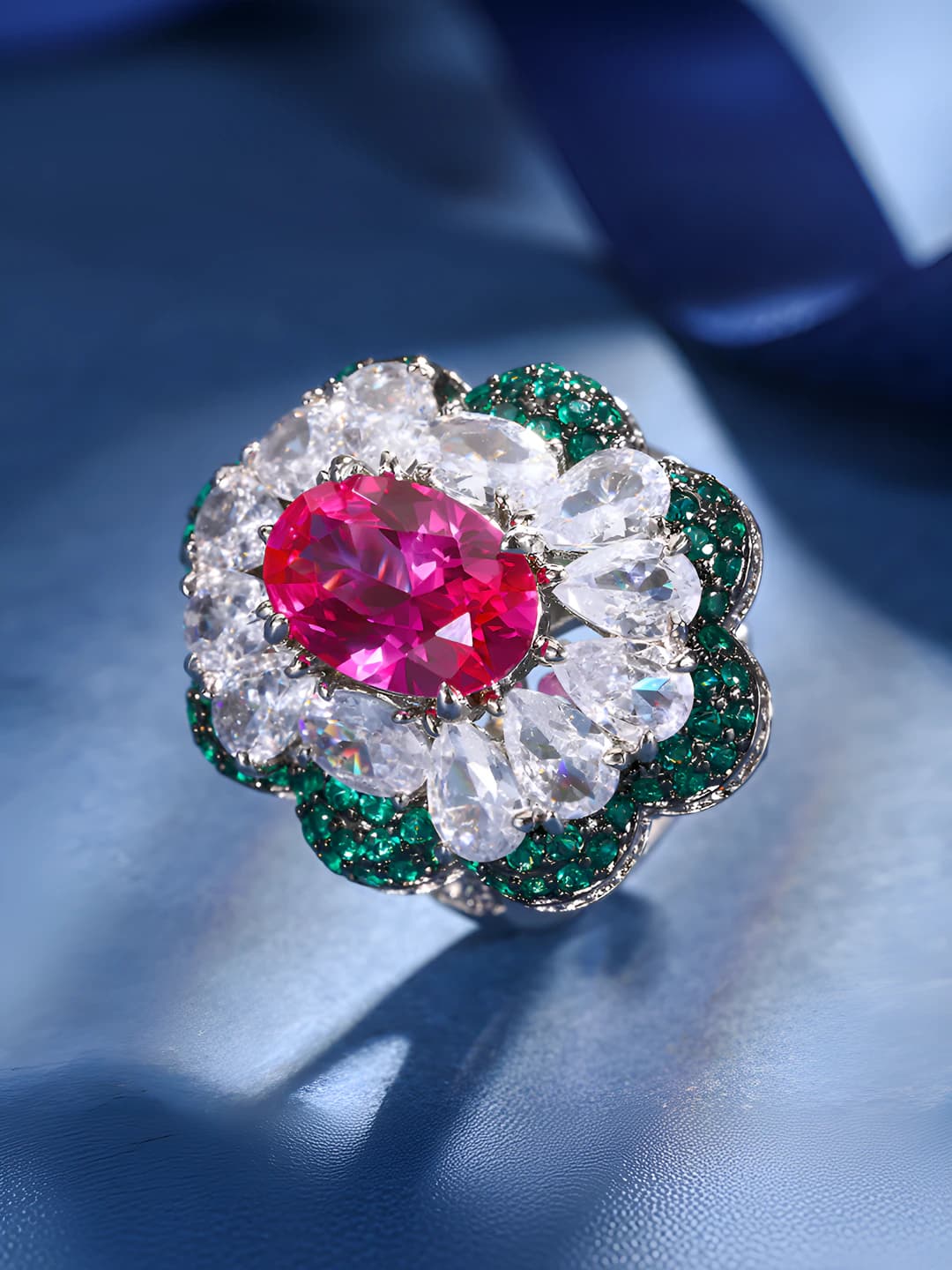 Rose red ruby ring