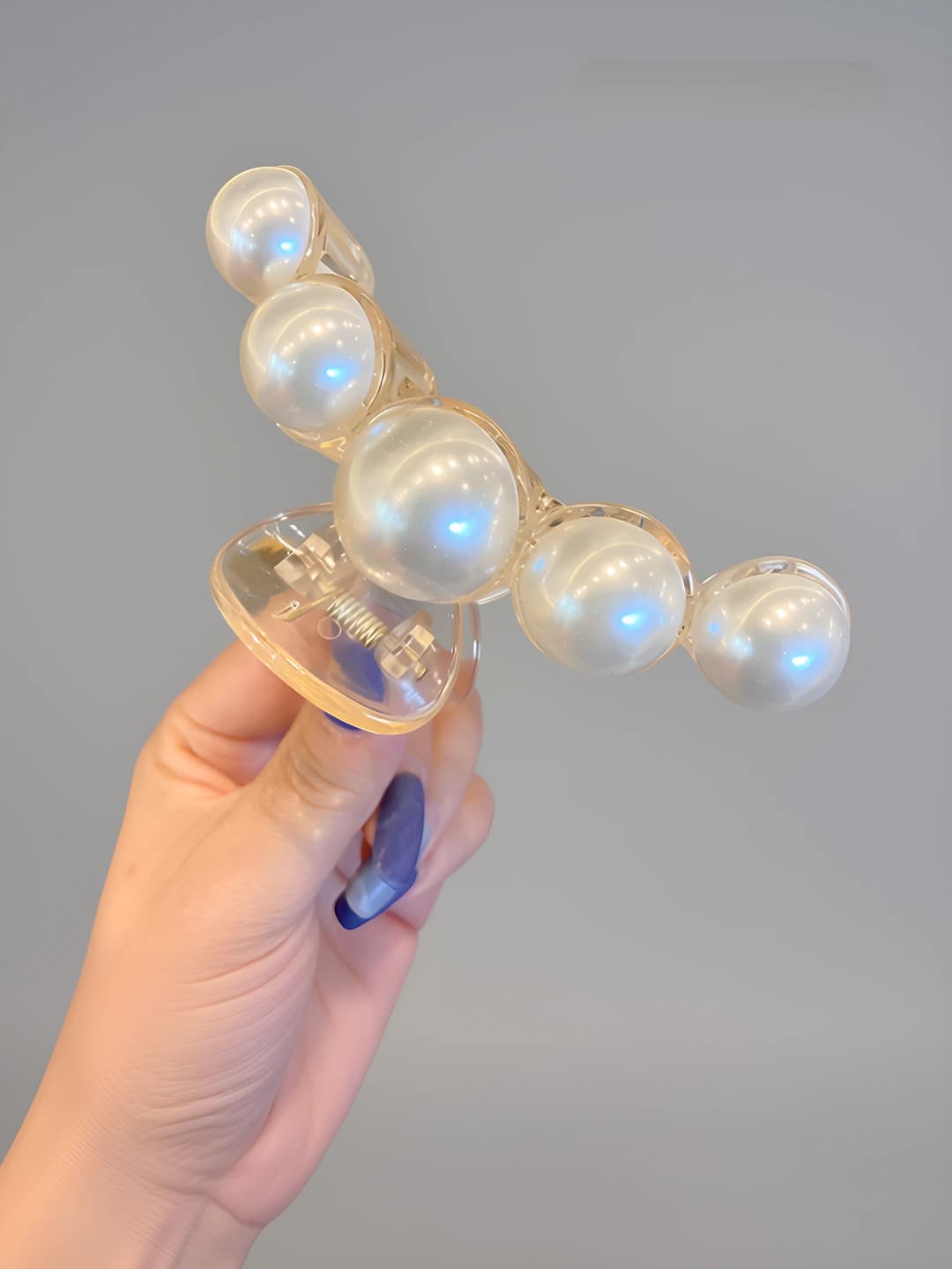 Large clear pearl hair clips