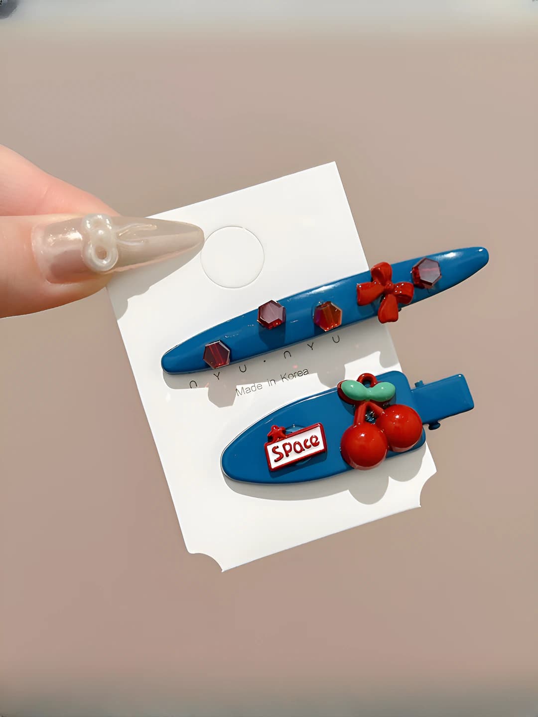 1# Бант и вишня 2 шт 5cm/6.5cm