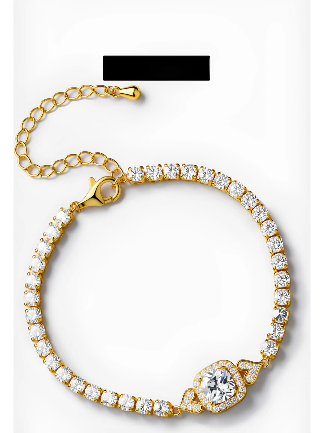 Women's tennis bracelet with square cubic zirconia in French light luxury style