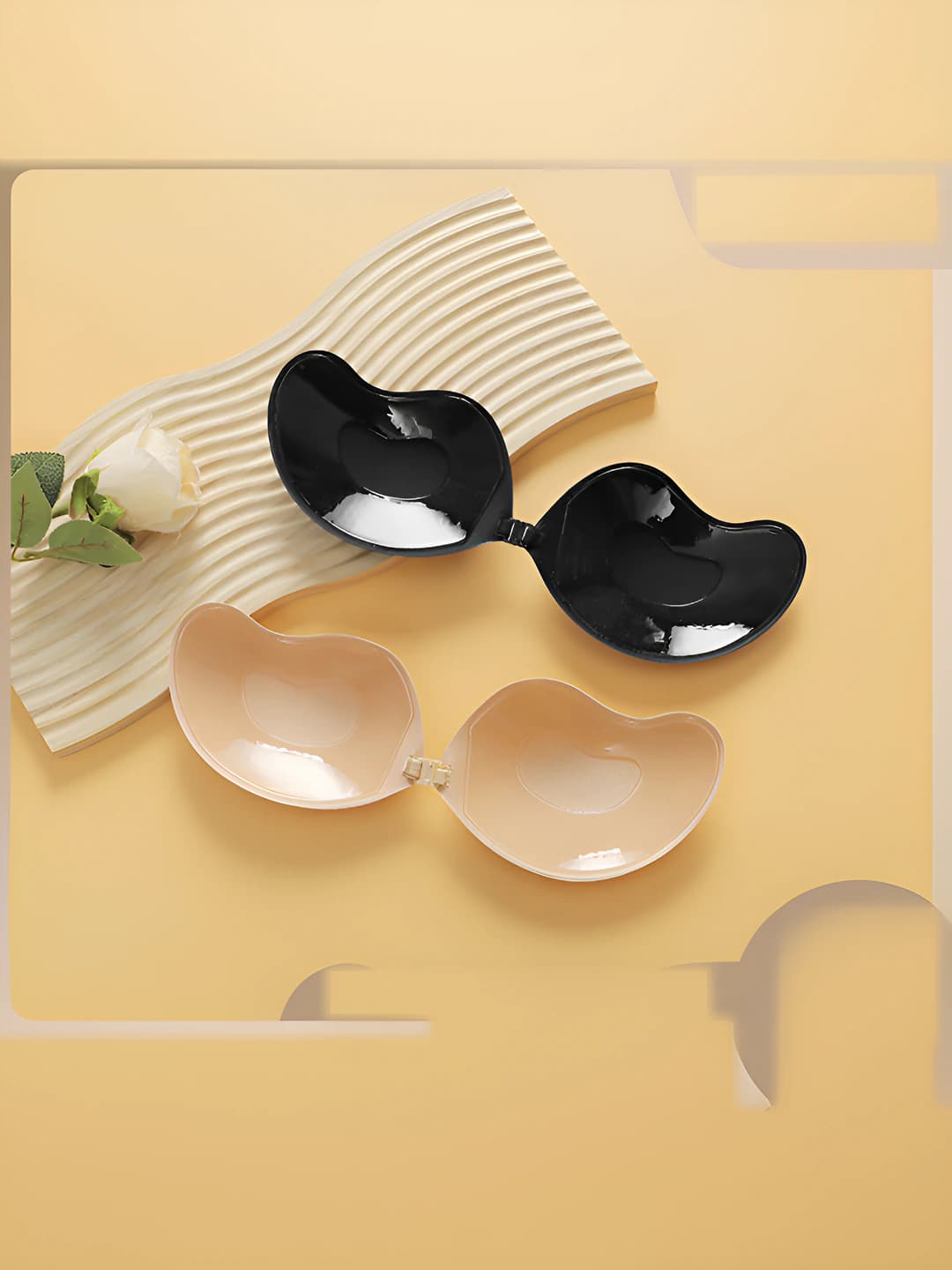Women's mango-shaped chest tape: breathable, seamless, adhesive, solid colour, smooth surface, push-up effect