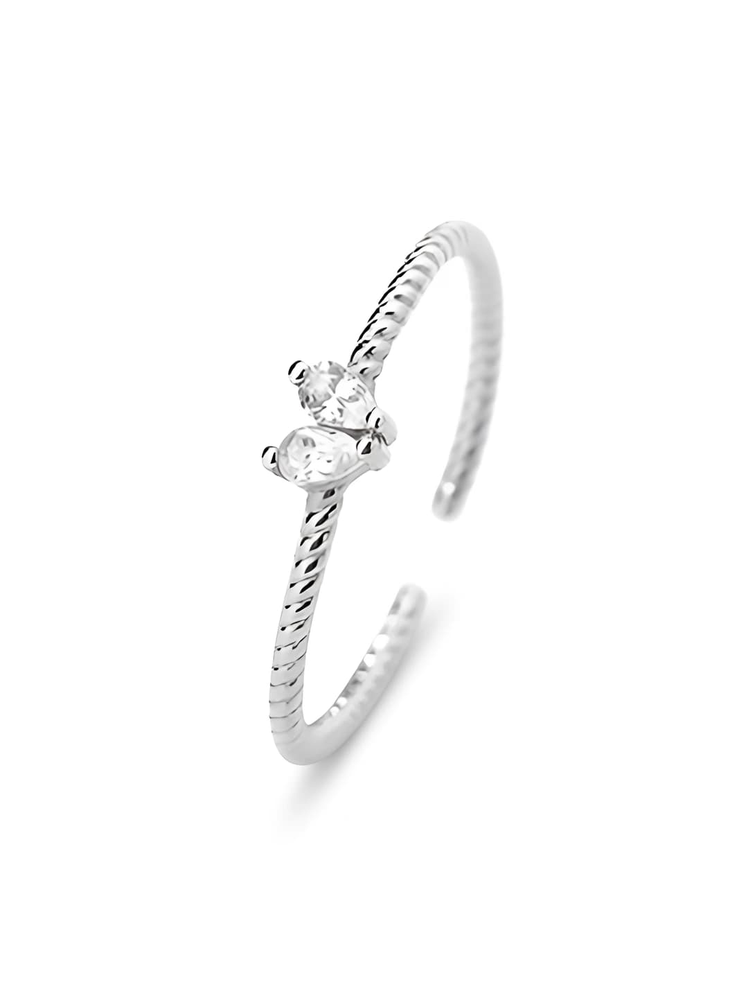 Серебряный сердце циркон кольцо