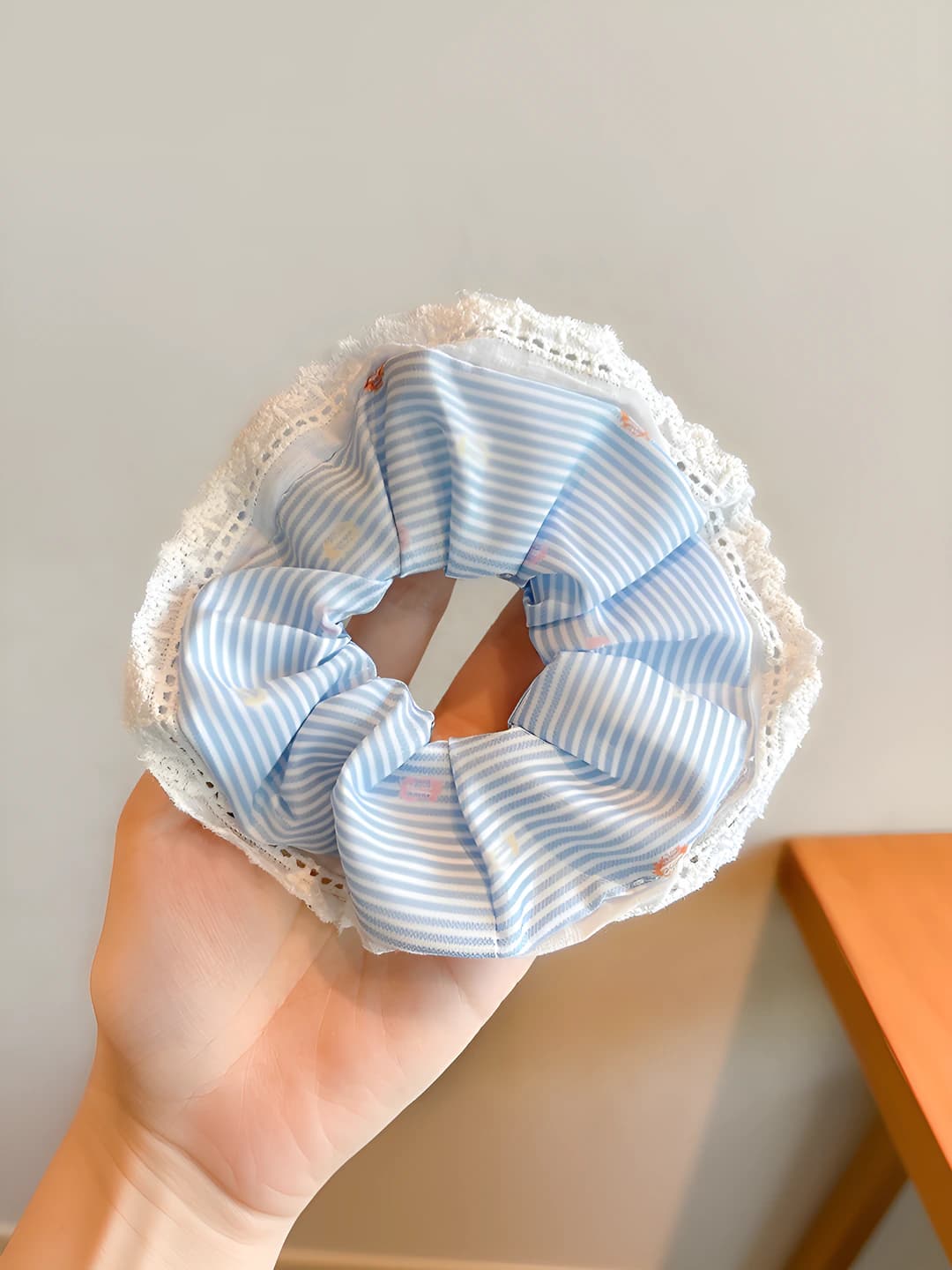 Polka stripe, blue 12.5 cm