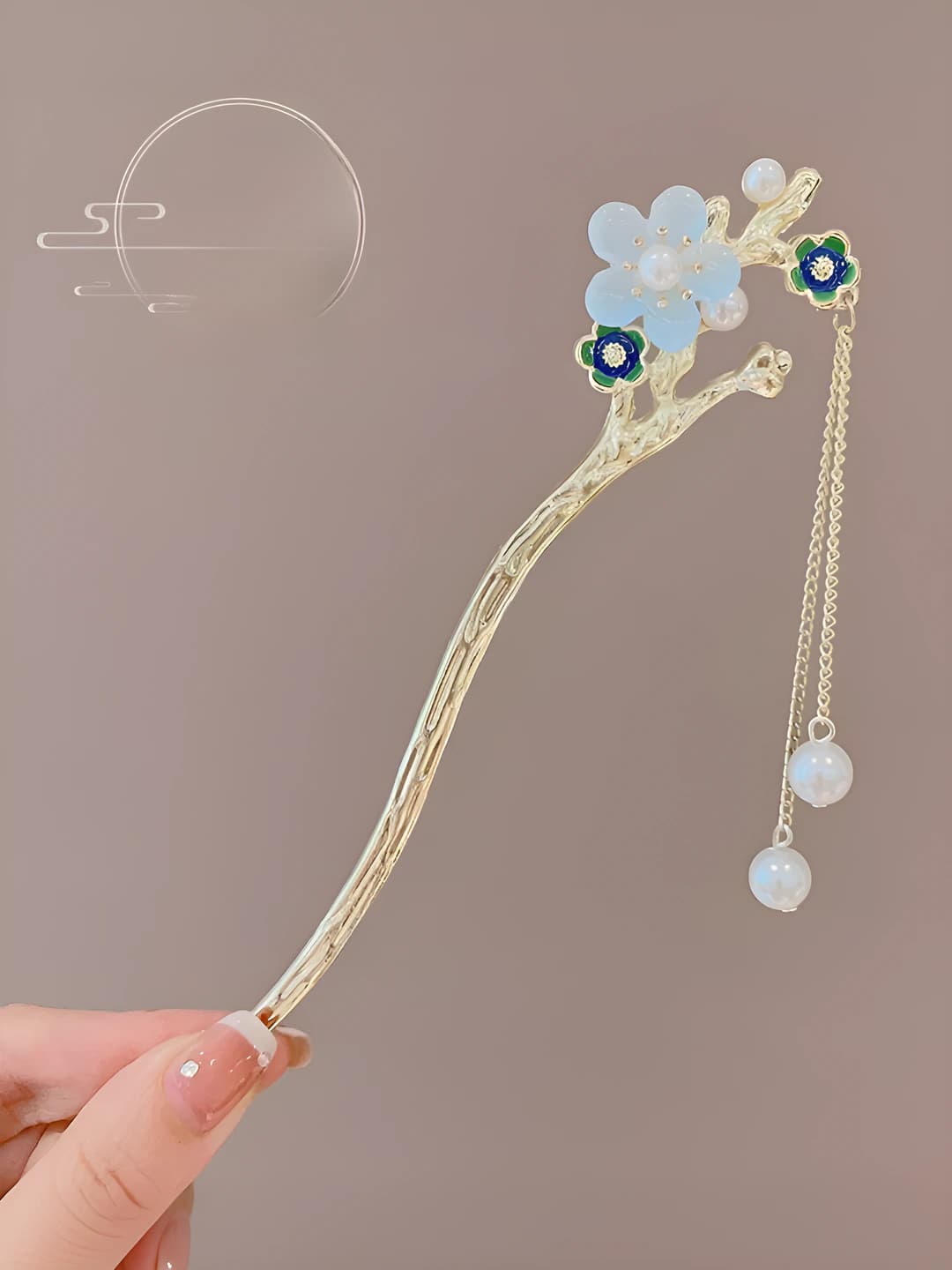 [38] Plum guli och ko'k marvarid fring to'g'roq (17cm)