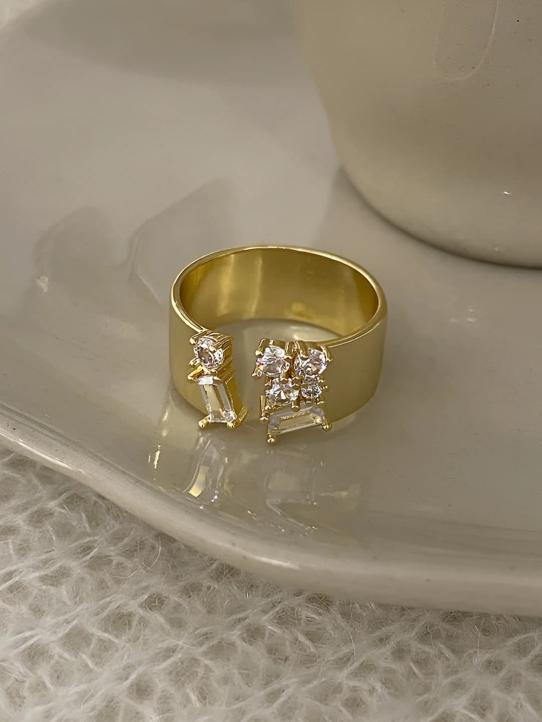 Gold zircon open ring