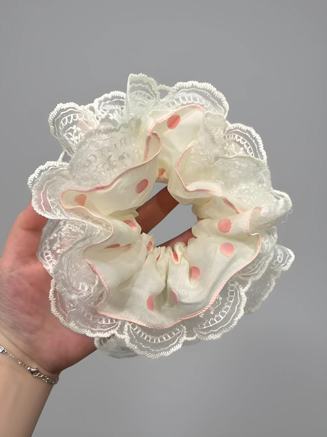 1# Розовый кружевной горошек ~15 см