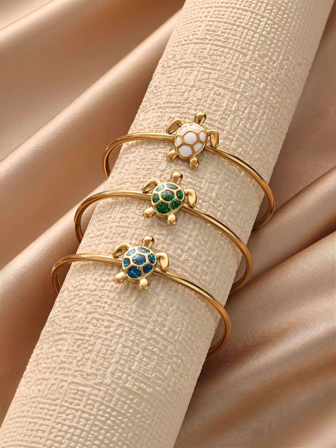 Женский открытый браслет из нержавеющей стали с покрытием 18k, в форме черепахи