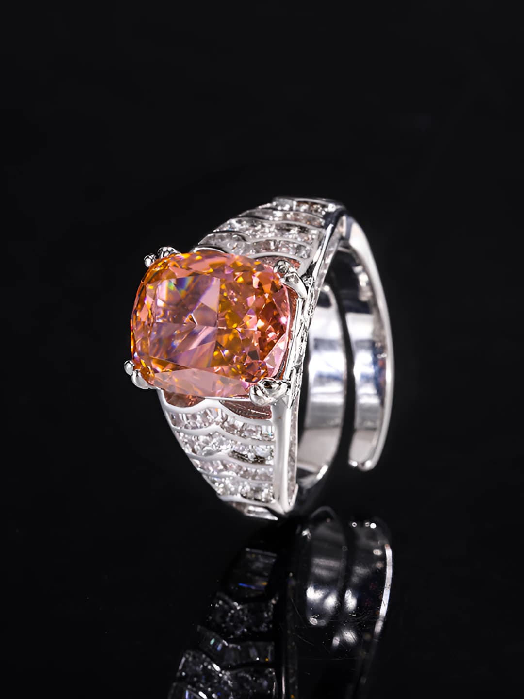 Ice Flower Paparacha Ring