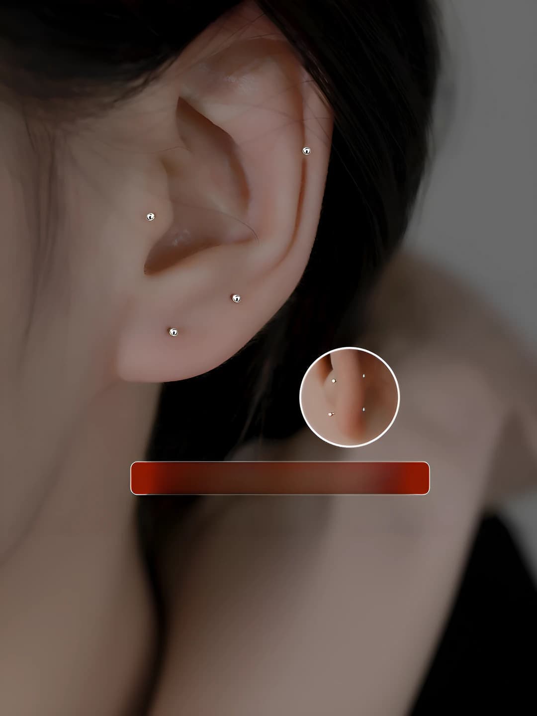 1# Double-sided small studs 1 pair