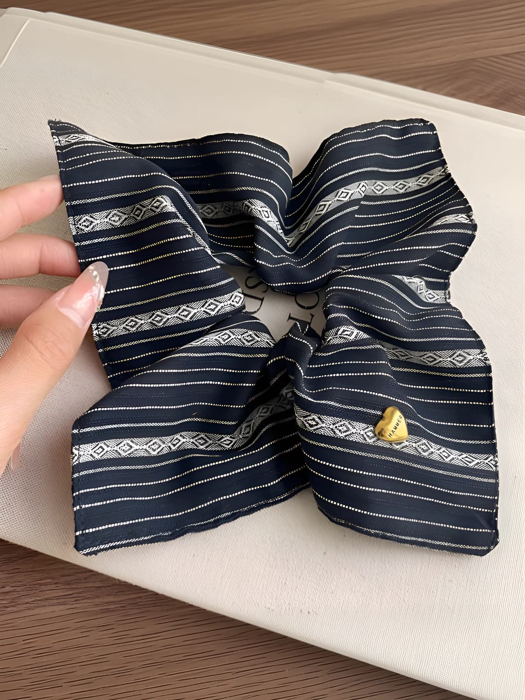 Black striped square scarf
