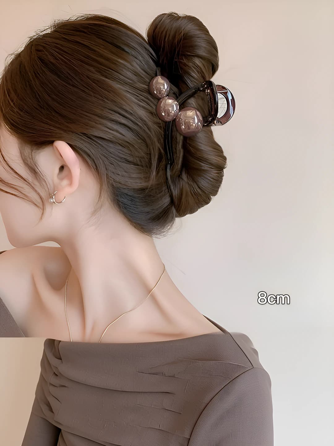 Teal clear base clip 8cm dark coffee pearl