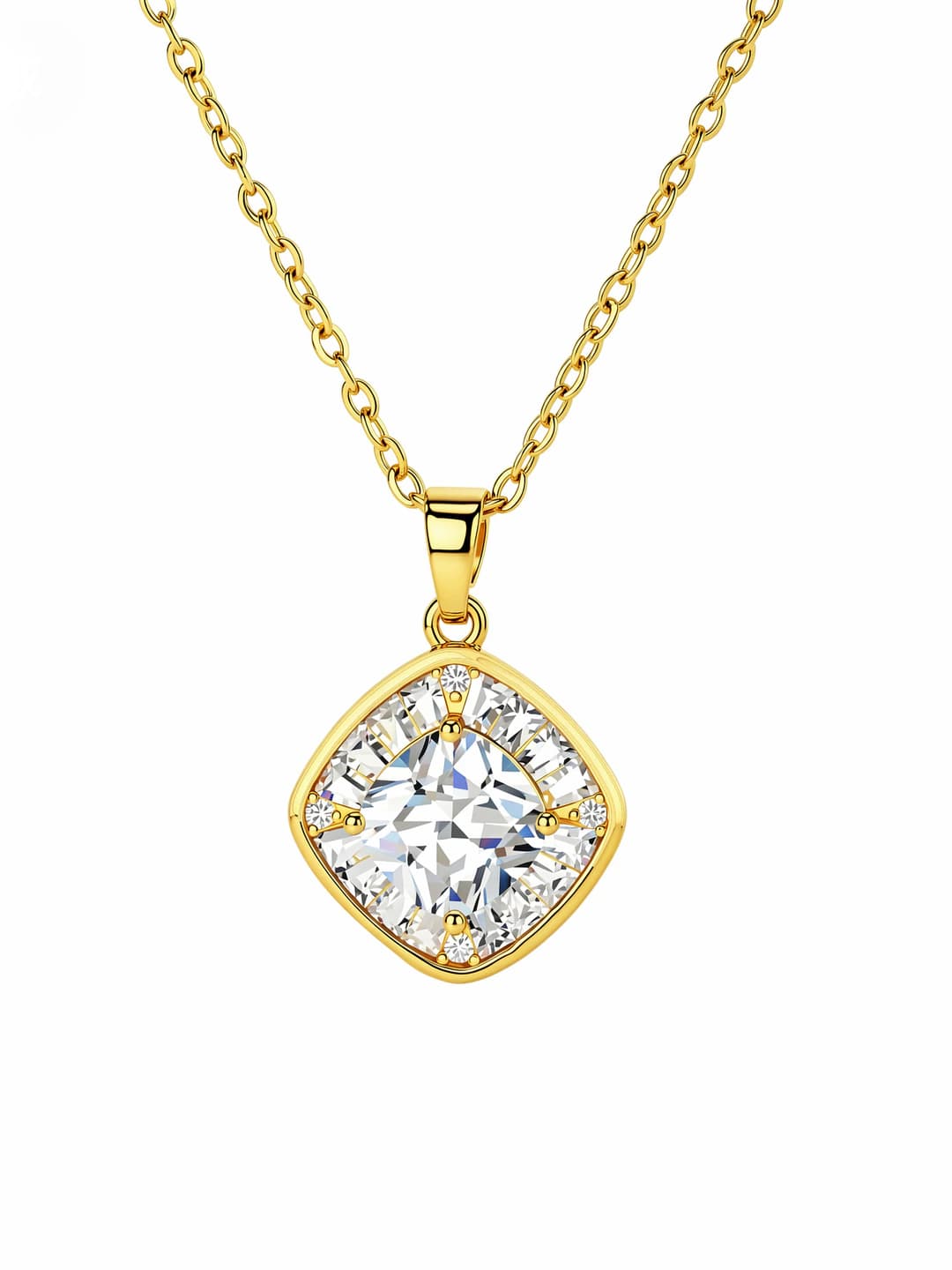 Women's rotating pure copper micro-paved zircon flower and clover pendant necklace