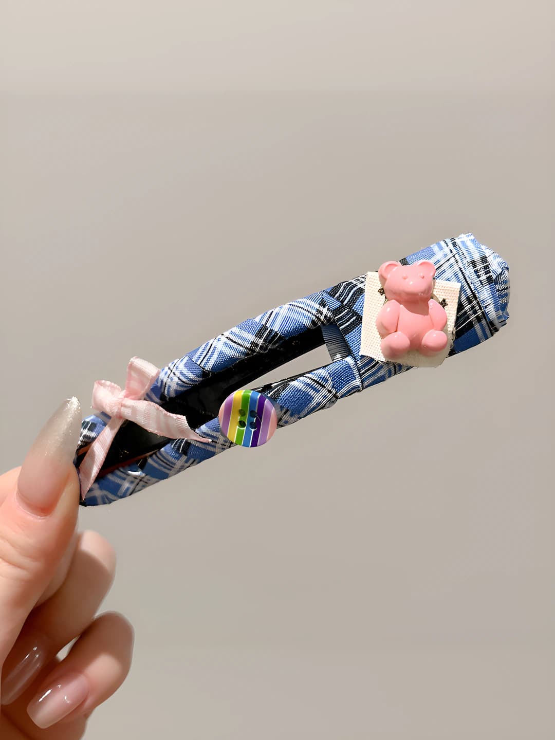 Light blue pink bear 12 cm