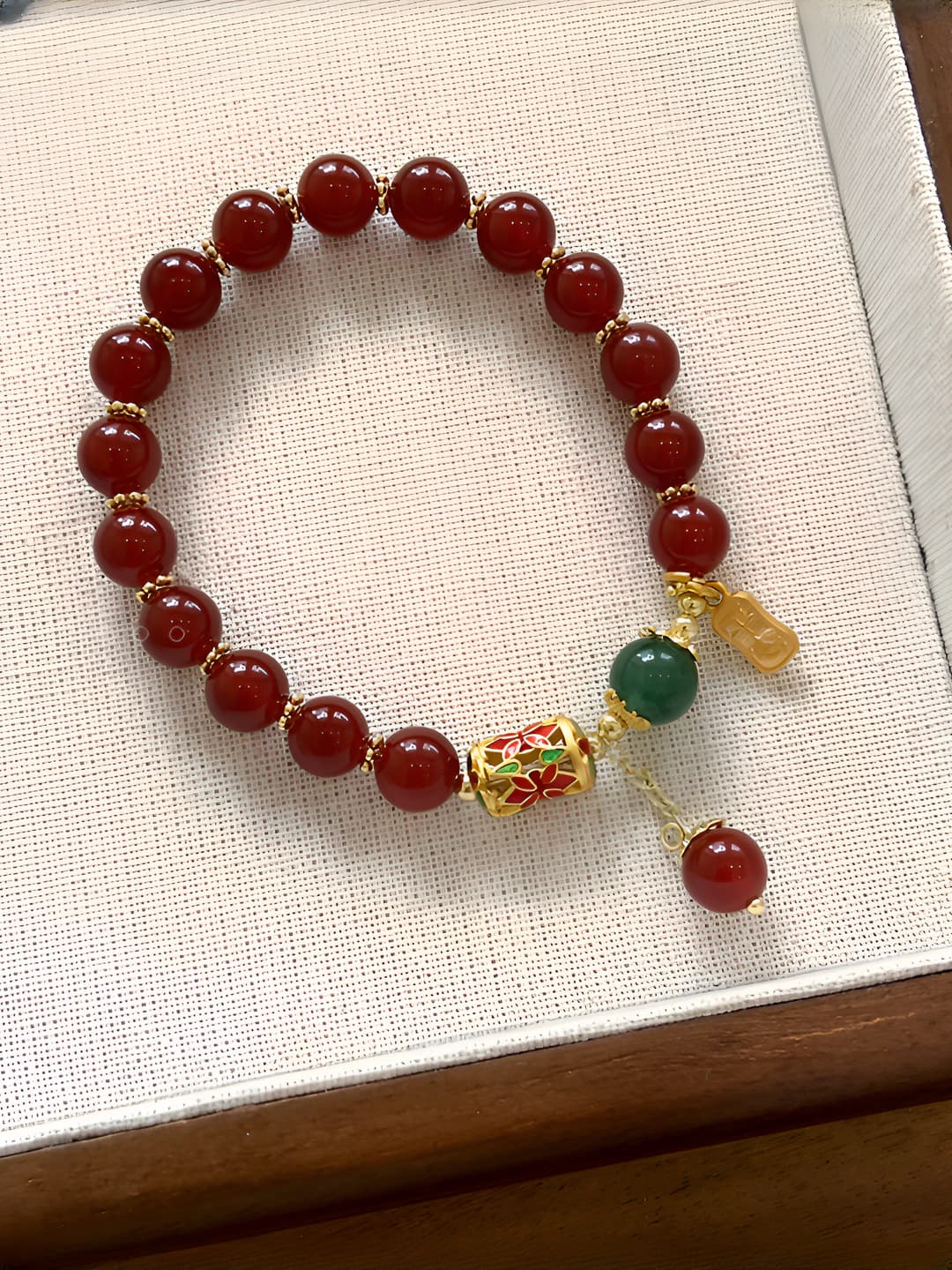 Red glass enamel bracelet